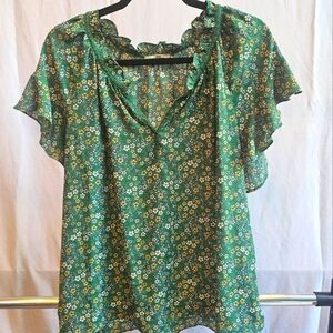 Max Studio Green Floral Blouse 074